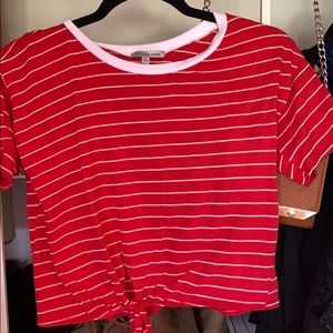 Red & white Charlotte Russe cropped t-shirt